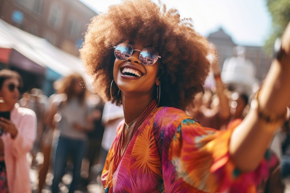 African american woman festival laughing portrait. AI generated Image by rawpixel.