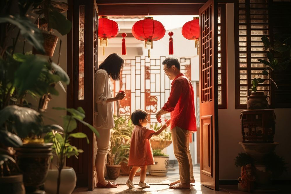 Chinese family photo adult child. AI generated Image by rawpixel.