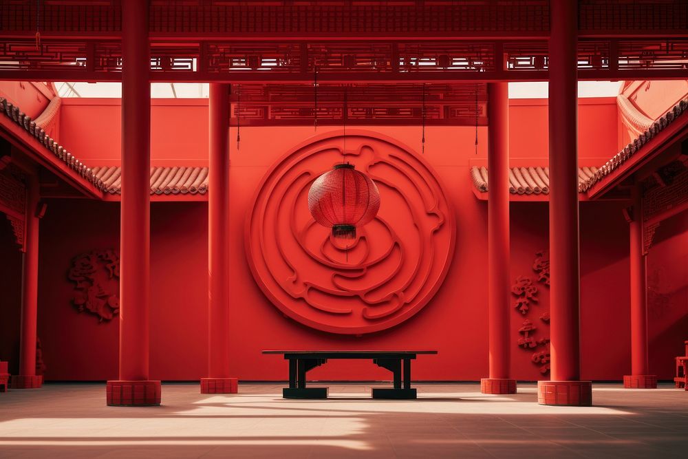 Chinese shrine red spirituality architecture. AI generated Image by rawpixel.