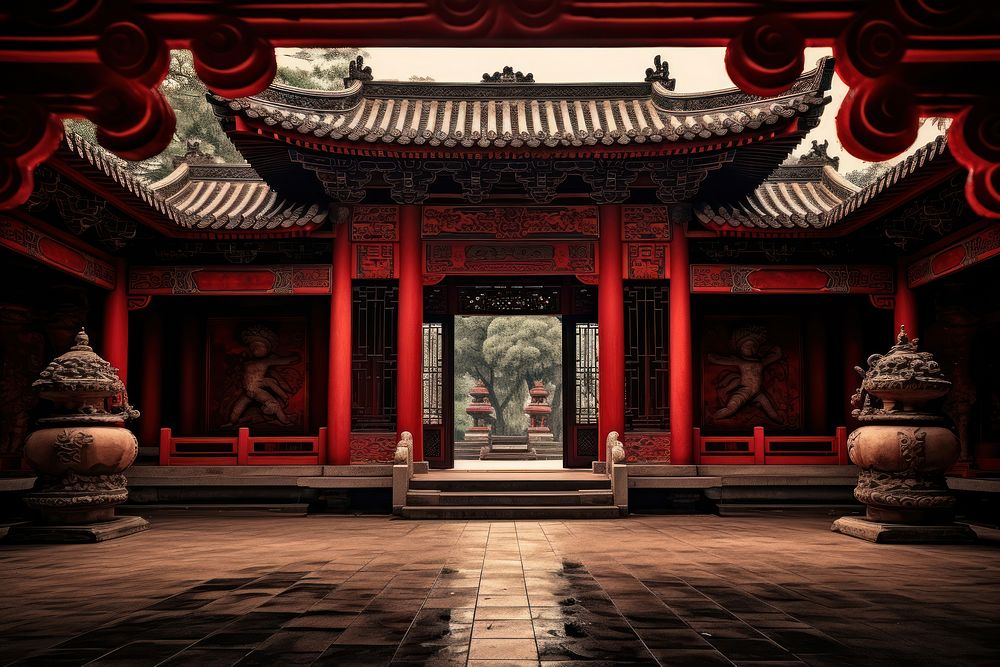 Chinese shrine architecture building temple. AI generated Image by rawpixel.