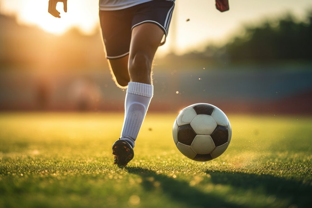 Soccer player football kicking sports. AI generated Image by rawpixel.