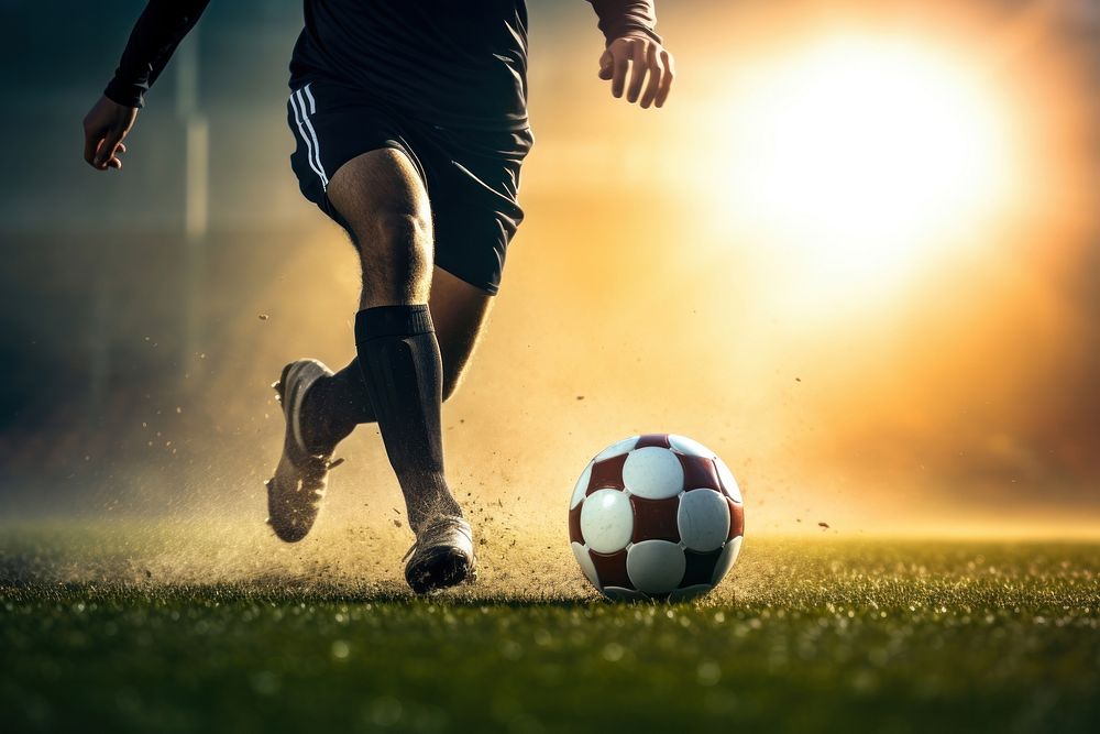 Soccer player football kicking sports. AI generated Image by rawpixel.