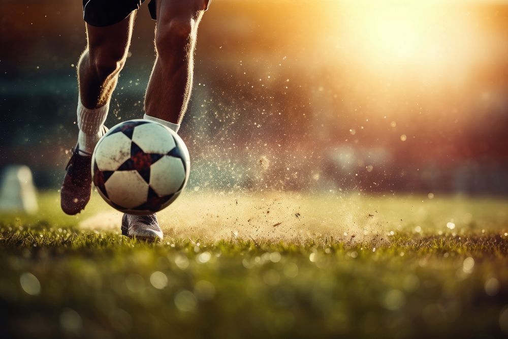 Soccer player football kicking sports. AI generated Image by rawpixel.
