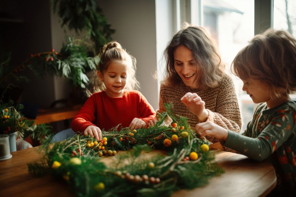 Christmas wreath toddle kids photo child. AI generated Image by rawpixel.