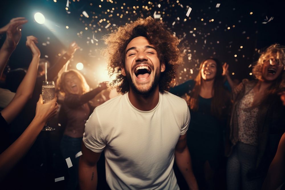 Content creator laughing adult party. AI generated Image by rawpixel.