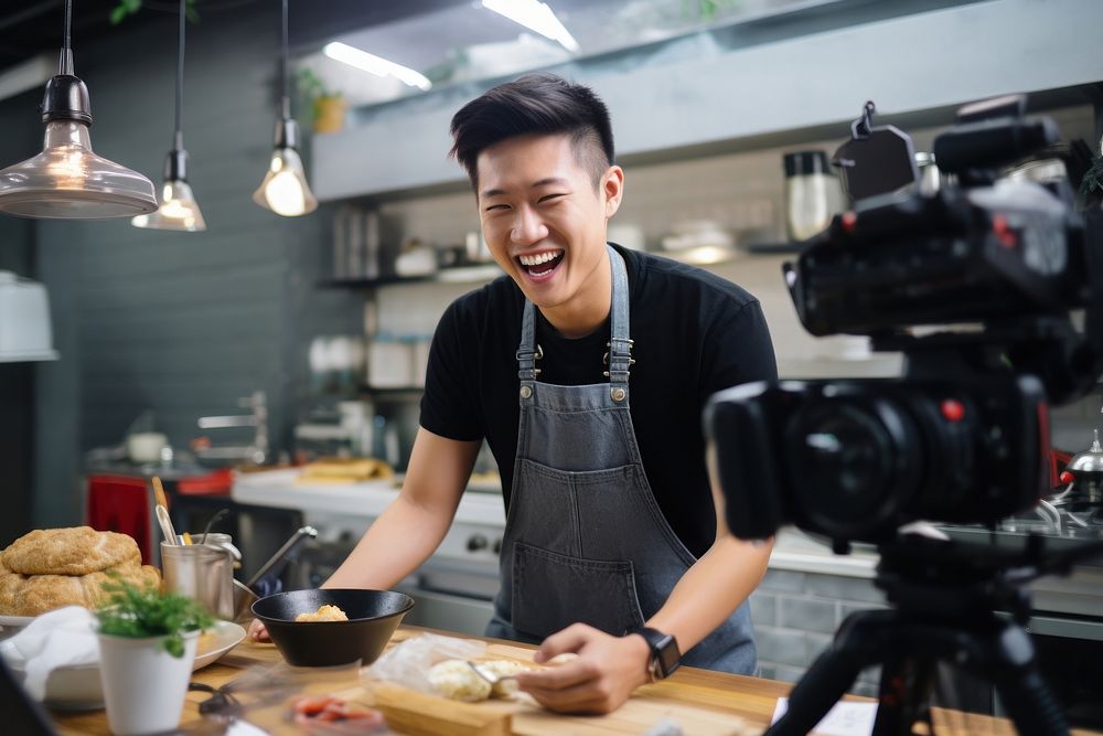 Vloging photo chef entrepreneur. AI generated Image by rawpixel.