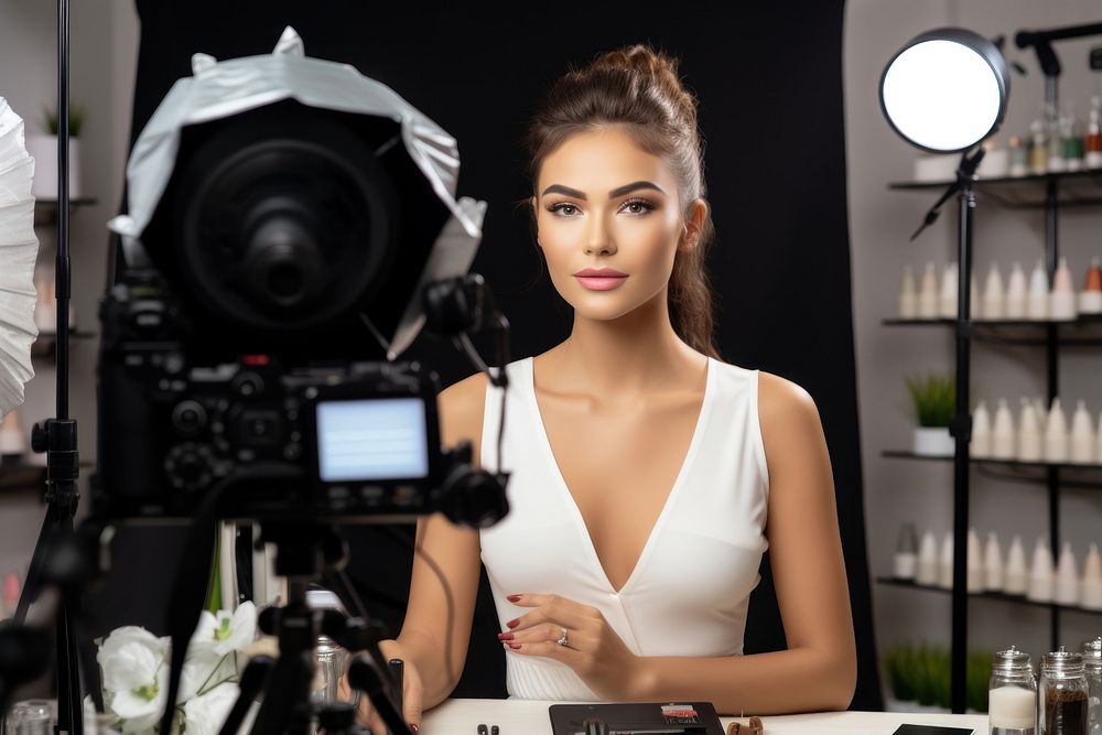Influencer adult beauty product photographing. AI generated Image by rawpixel.