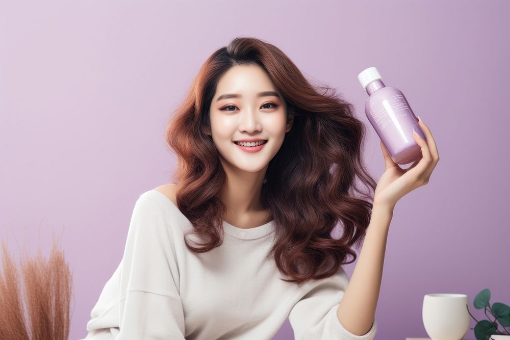 Influencer bottle smile beauty product. AI generated Image by rawpixel.