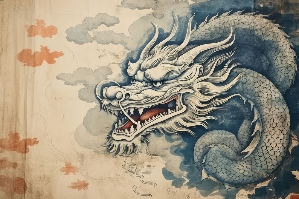 Dragon chinese photo art. AI generated Image by rawpixel.