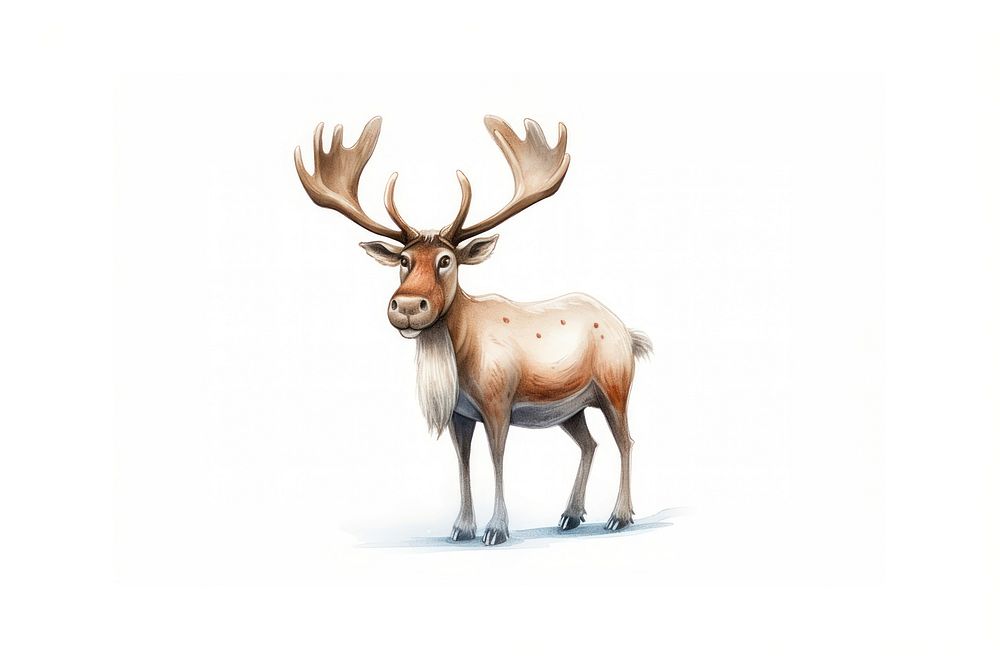 Reindeer cartoon wildlife animal mammal. AI generated Image by rawpixel.