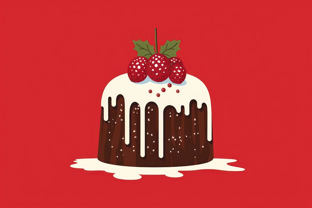 Christmas pudding dessert berry fruit. AI generated Image by rawpixel.