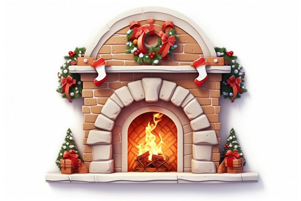 Fireplace christmas hearth white background. AI generated Image by rawpixel.