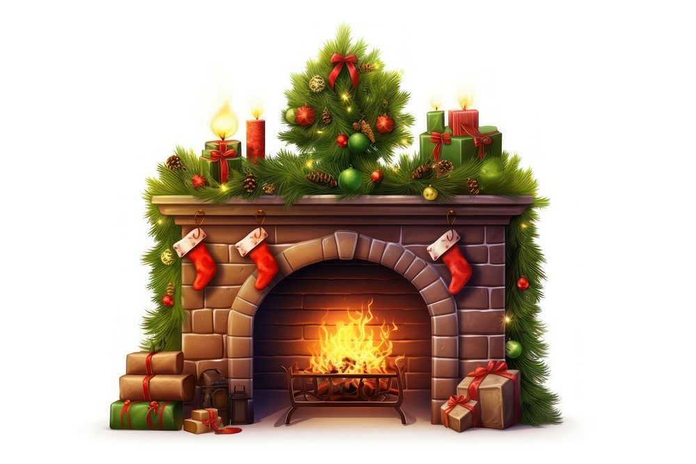 Fireplace christmas hearth architecture. AI generated Image by rawpixel.