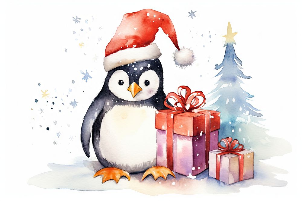 Penguin winter christmas bird. AI generated Image by rawpixel.