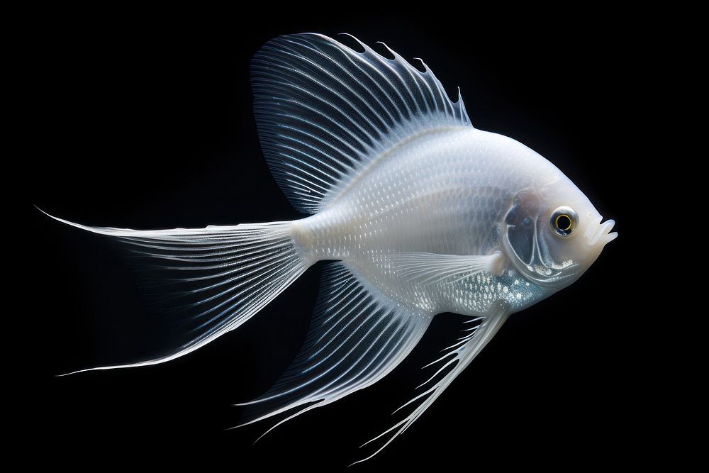 White freshwater angelfish animal pomacanthidae underwater. AI generated Image by rawpixel.