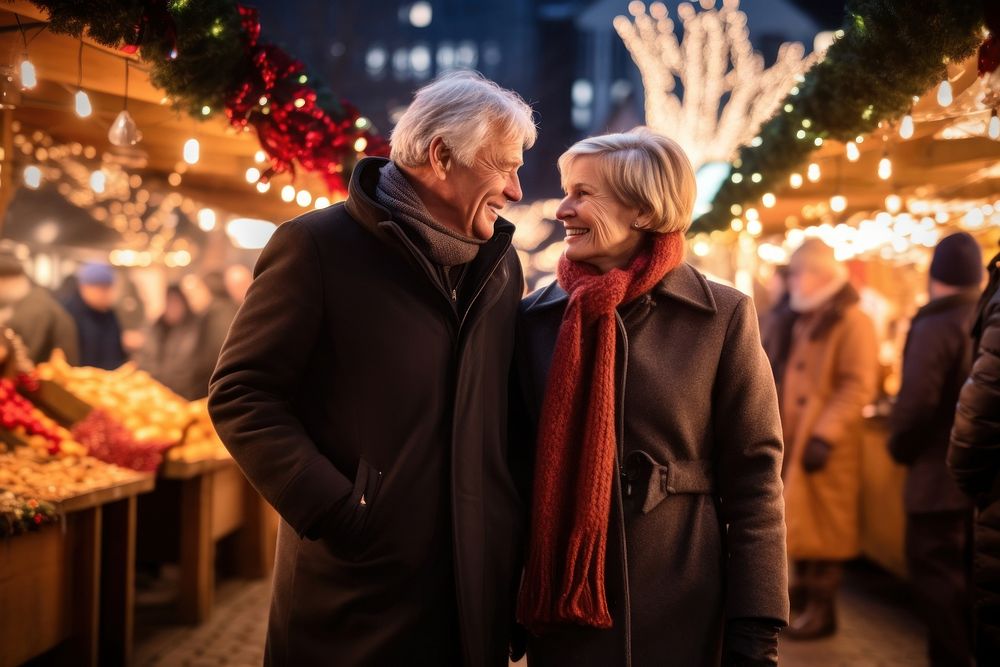 Mature married couple christmas market adult. AI generated Image by rawpixel.