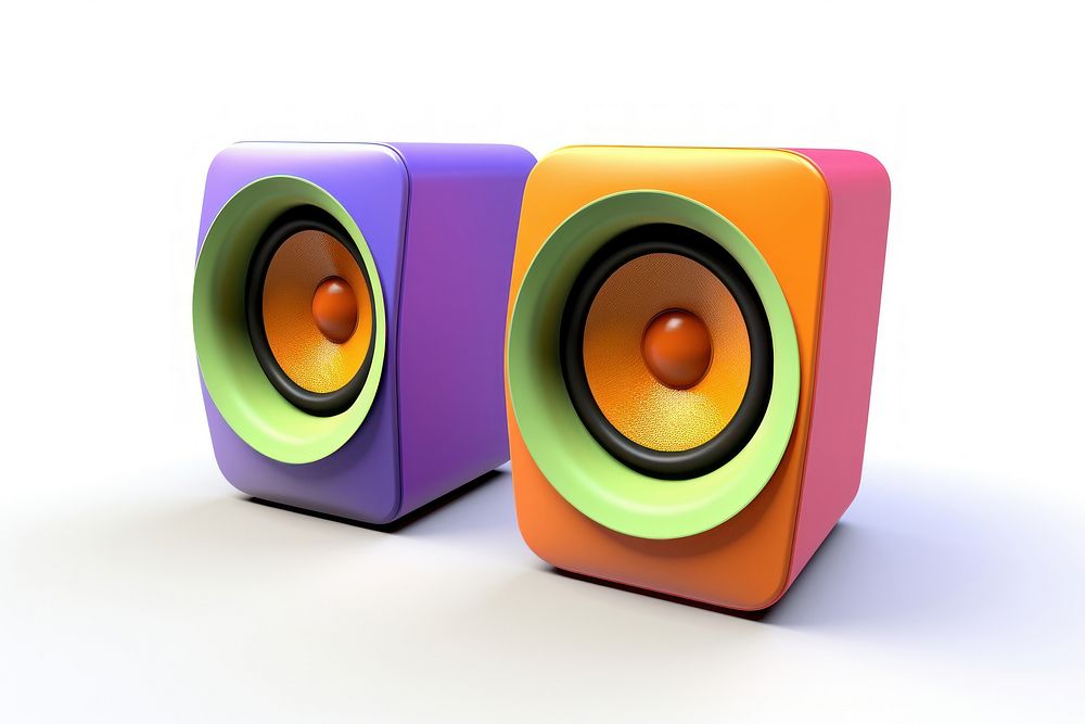 2 speakers purple white background loudspeaker. AI generated Image by rawpixel.
