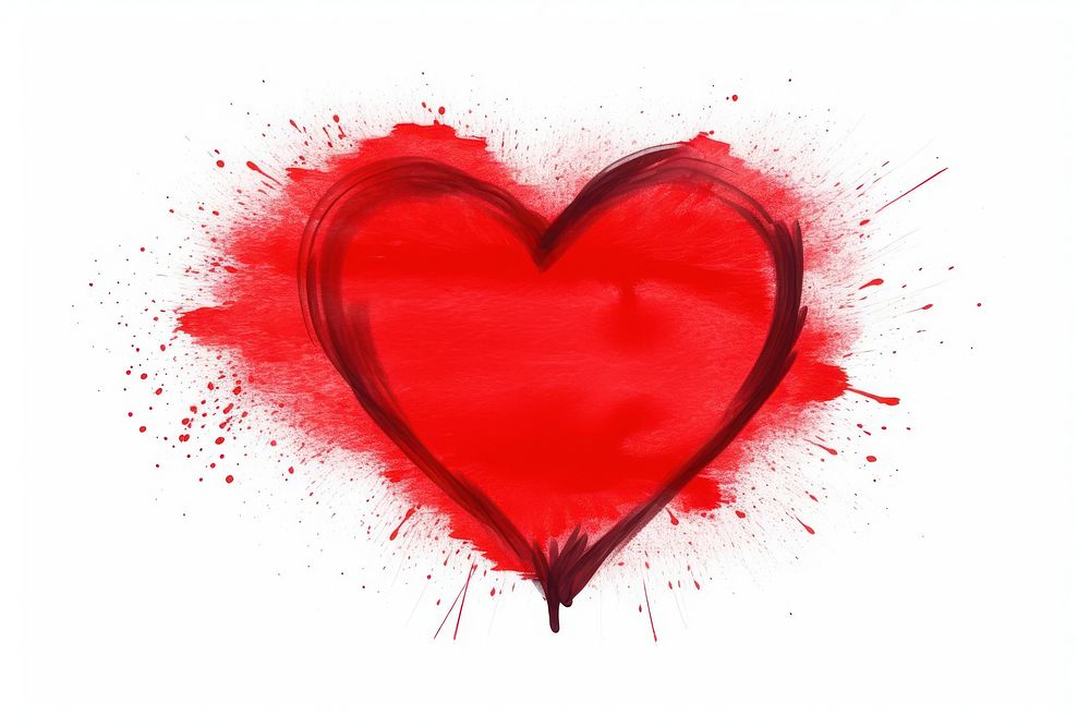 Heart icon red white background splattered. AI generated Image by rawpixel.