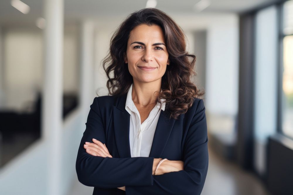 Latin business woman standing portrait smiling. AI generated Image by rawpixel.