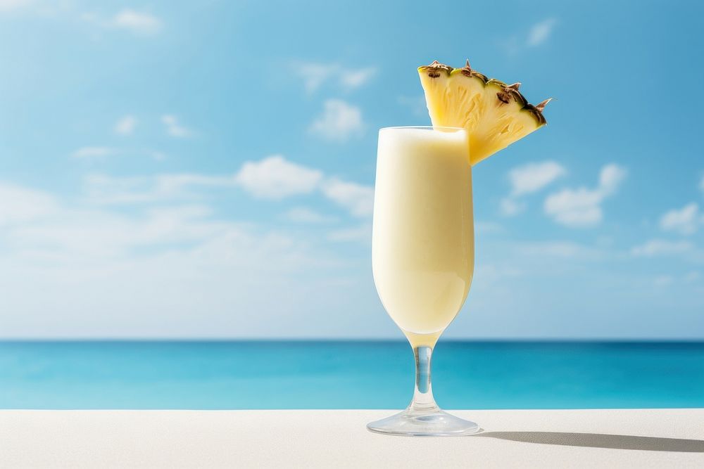 Pina colada pineapple cocktail outdoors. AI generated Image by rawpixel.