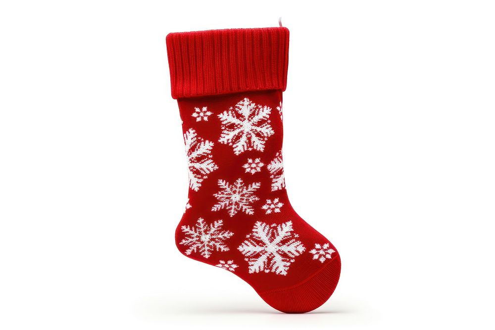 Red Christmas stocking christmas white sock. AI generated Image by rawpixel.