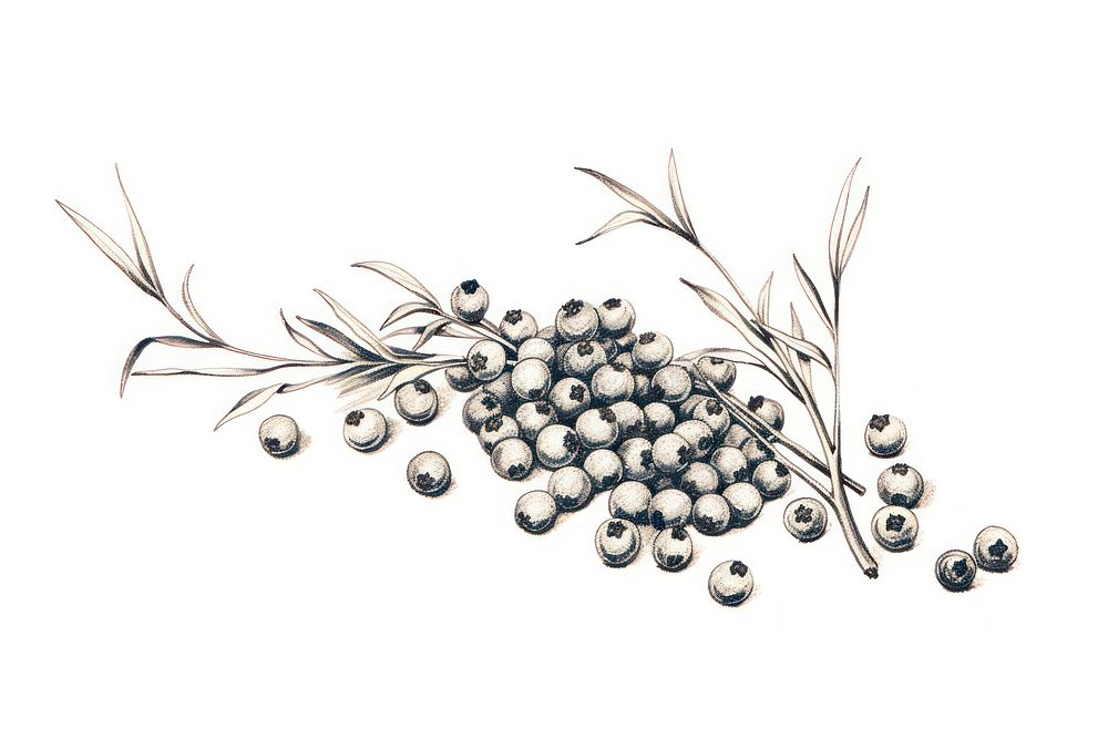 Peppercorns drawing sketch white background.