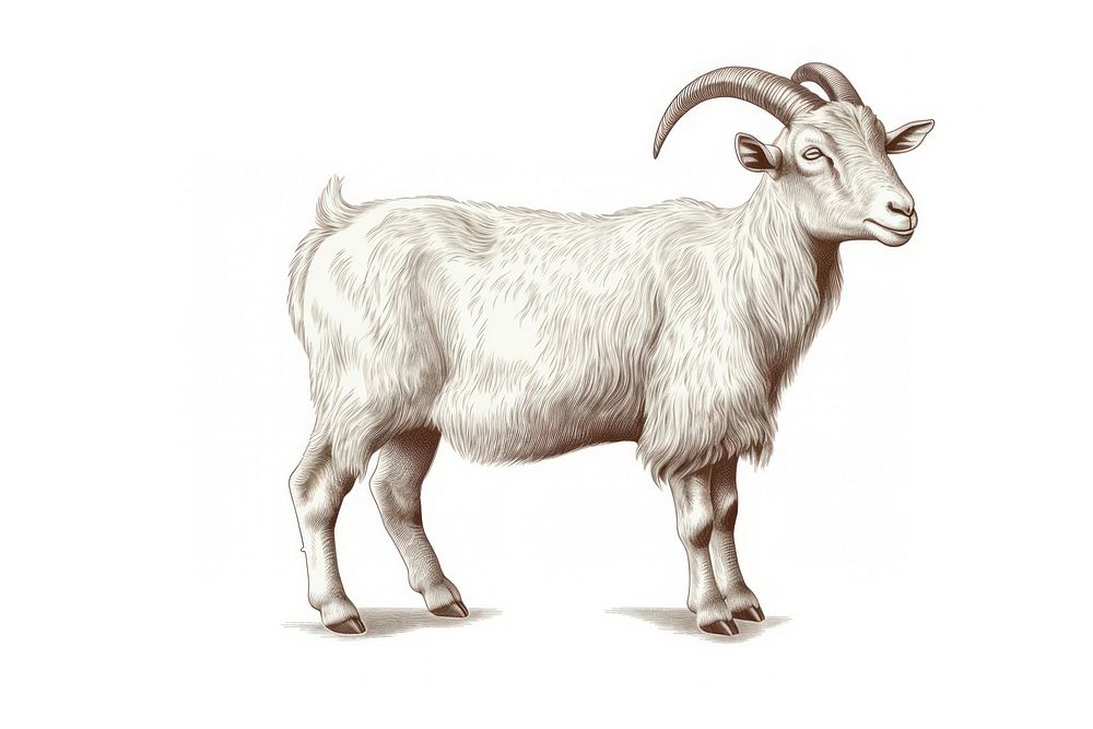 Goat standing livestock drawing animal. AI generated Image by rawpixel.