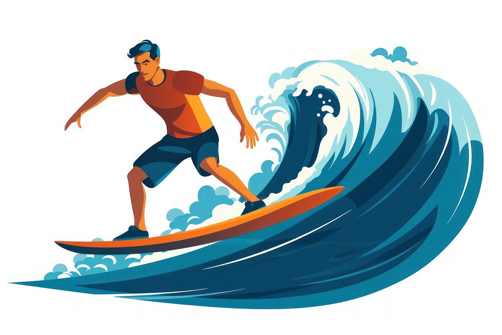 Surfing cartoon sports person. AI generated Image by rawpixel.