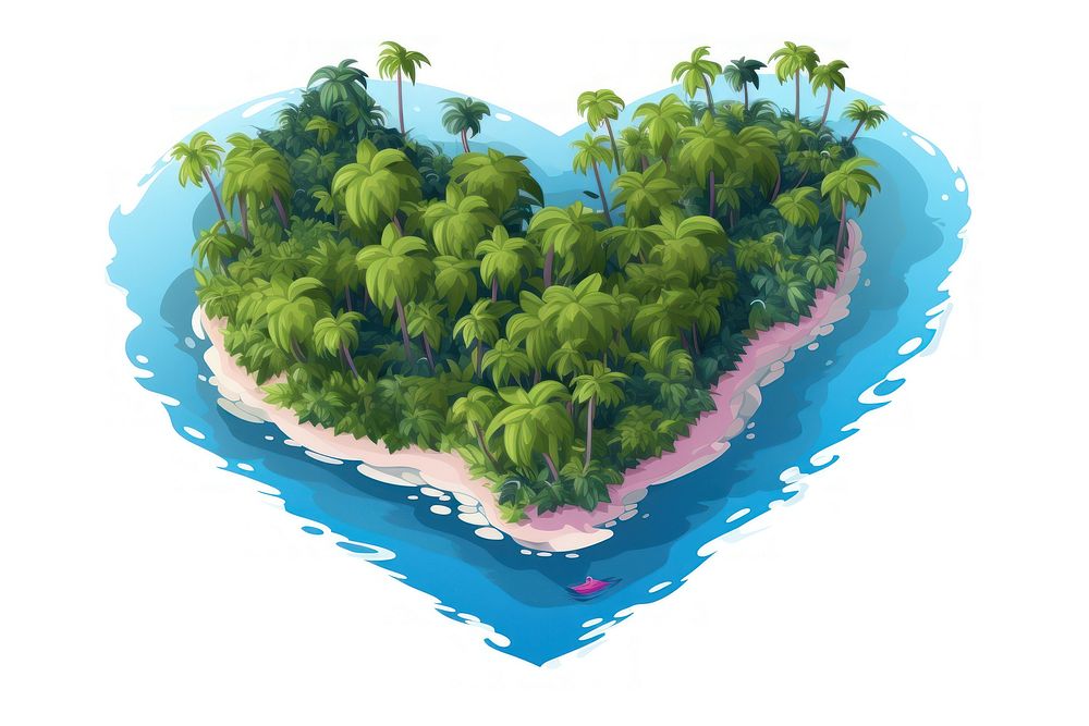 A heart shape tropical island outdoors nature plant. AI generated Image by rawpixel.