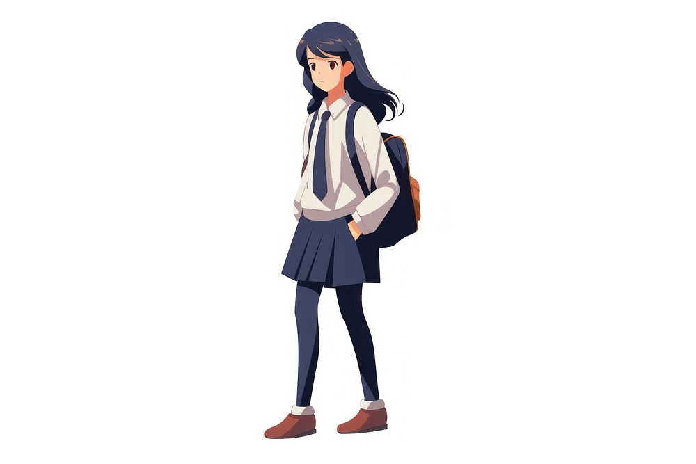 Student anime white background school uniform. AI generated Image by rawpixel.