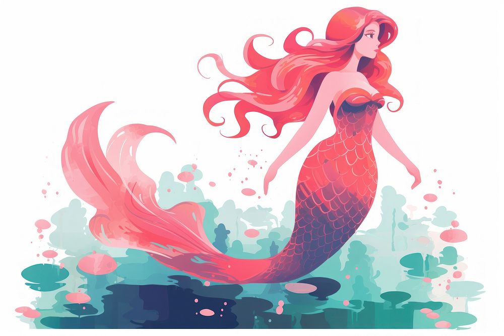 Mermaid underwater creativity hairstyle. AI generated Image by rawpixel.