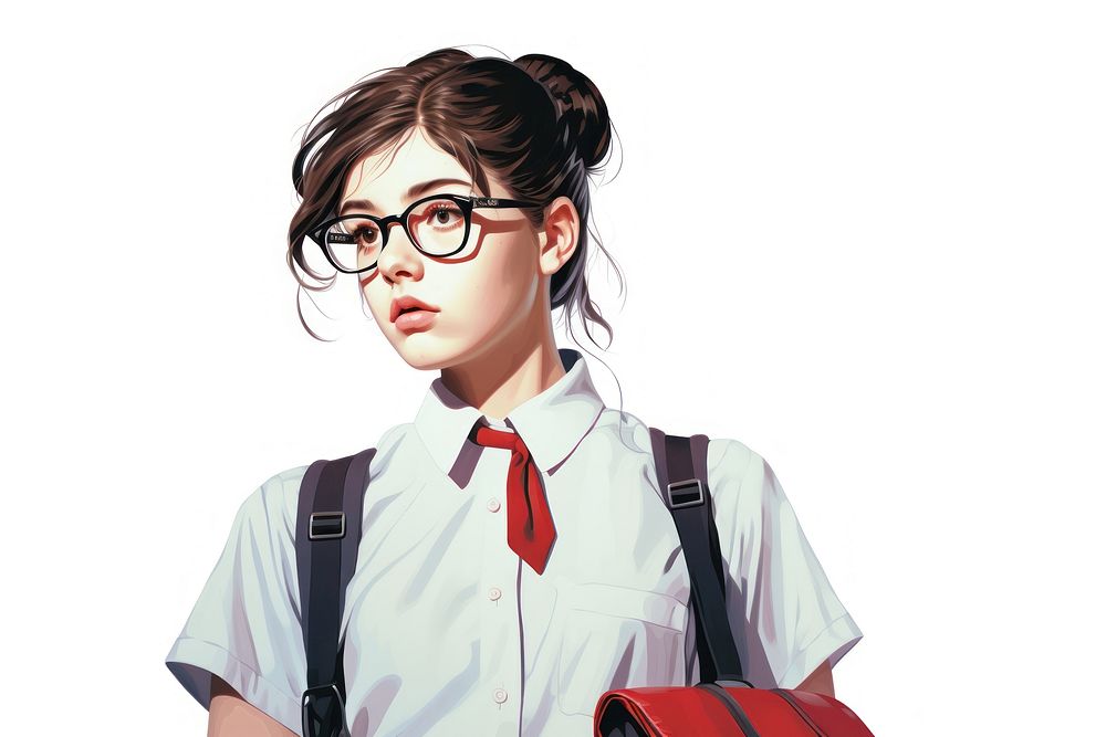 Student glasses anime white background. AI generated Image by rawpixel.
