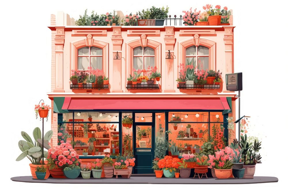Flower shop building window plant. AI generated Image by rawpixel.