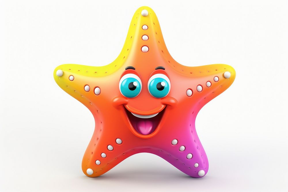 Cartoon colorful starfish white background confectionery echinoderm. AI generated Image by rawpixel.