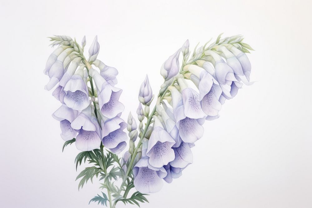 Aconitum watercolor flower plant freshness. AI generated Image by rawpixel.