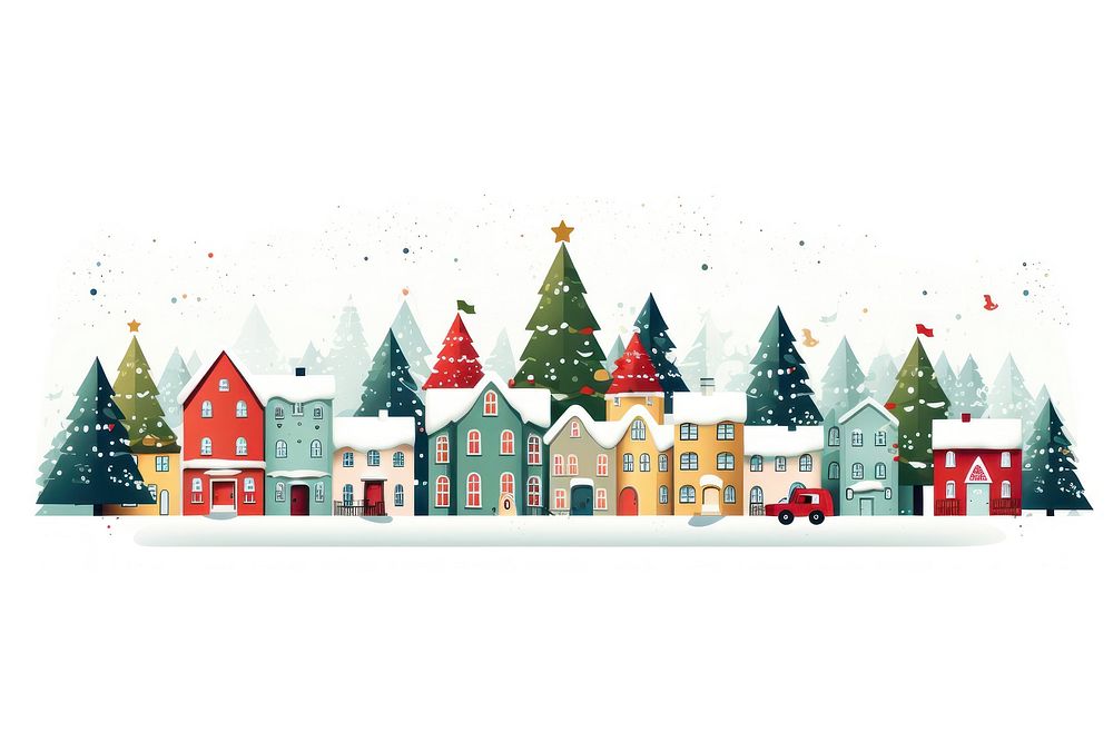 Christmas village christmas white background | Free Photo Illustration