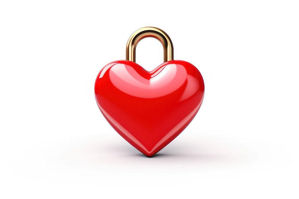 Heart key lock white background affectionate protection. AI generated Image by rawpixel.