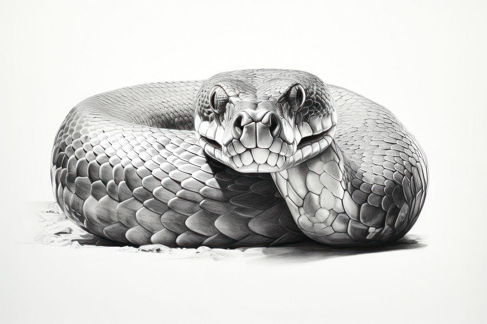 Anaconda sketch reptile drawing animal. AI generated Image by rawpixel.
