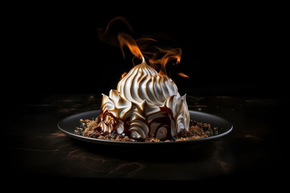 Baked alaska burnt dessert food cake. AI generated Image by rawpixel.