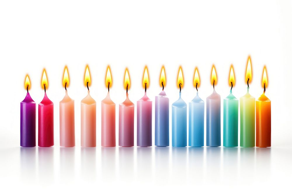 Birthday candles fire white background spirituality. AI generated Image by rawpixel.