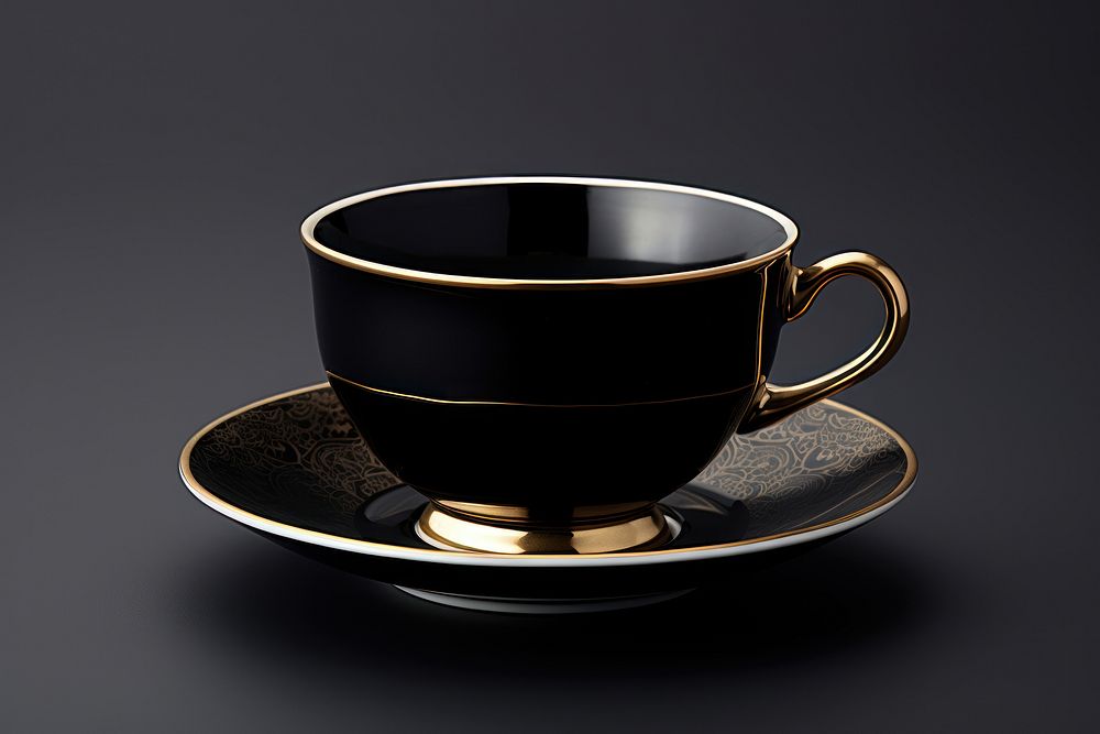 Black teacup saucer coffee drink. AI generated Image by rawpixel.