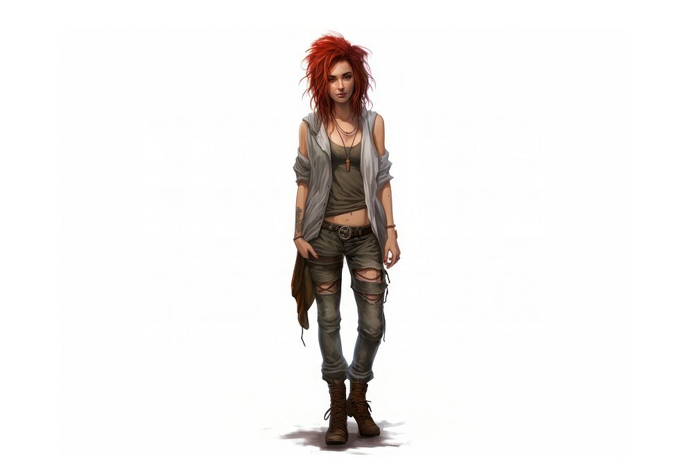 Cartoon 3d realistic grunge woman white background individuality accessories. AI generated Image by rawpixel.