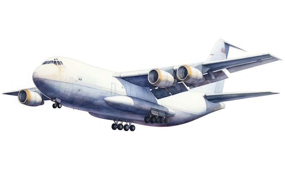 Cargo plane watercolor aircraft airplane airliner. AI generated Image by rawpixel.