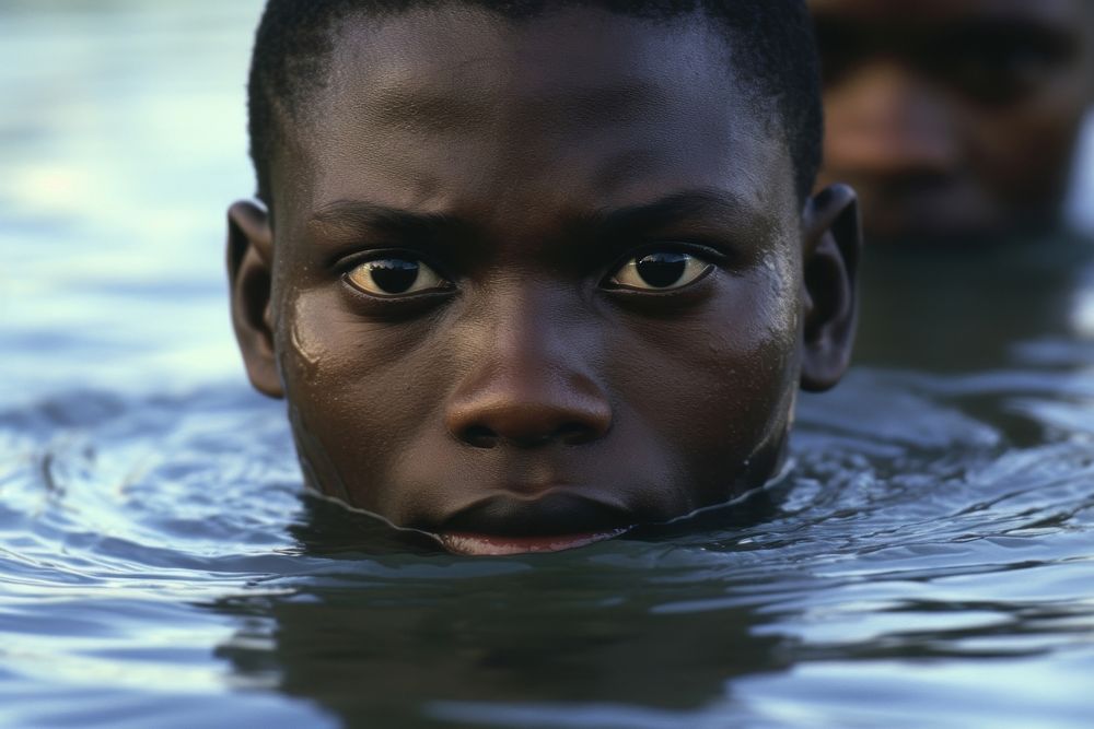 African men swimming recreation portrait. AI generated Image by rawpixel.