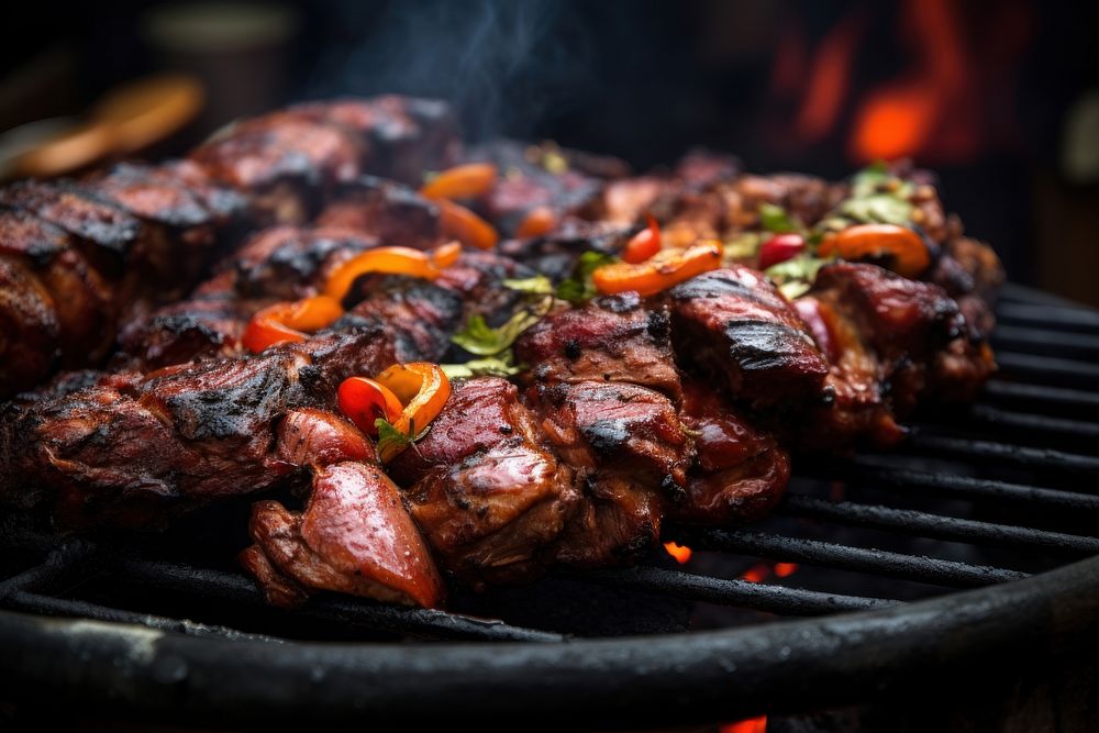 Shisa nyama grilling cooking meat. AI generated Image by rawpixel.