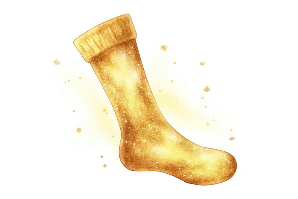Golden Christmas sock white background footwear clothing. AI generated Image by rawpixel.