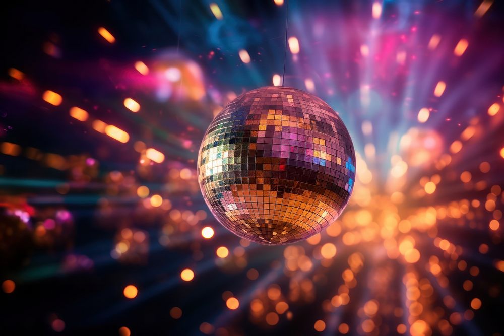 Disco ball party sphere illuminated backgrounds. AI generated Image by rawpixel.