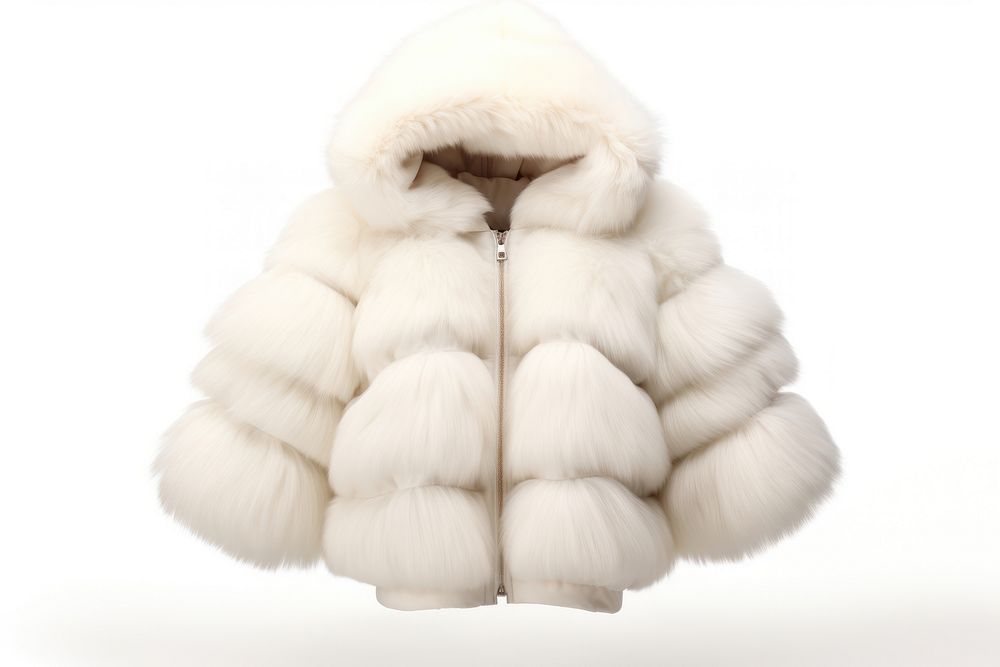Fluffy winter jacket white coat fur. AI generated Image by rawpixel.