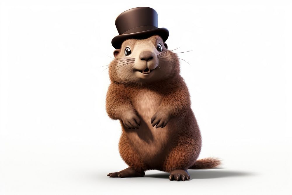 Groundhog 3d cartoon rodent mammal animal. AI generated Image by rawpixel.