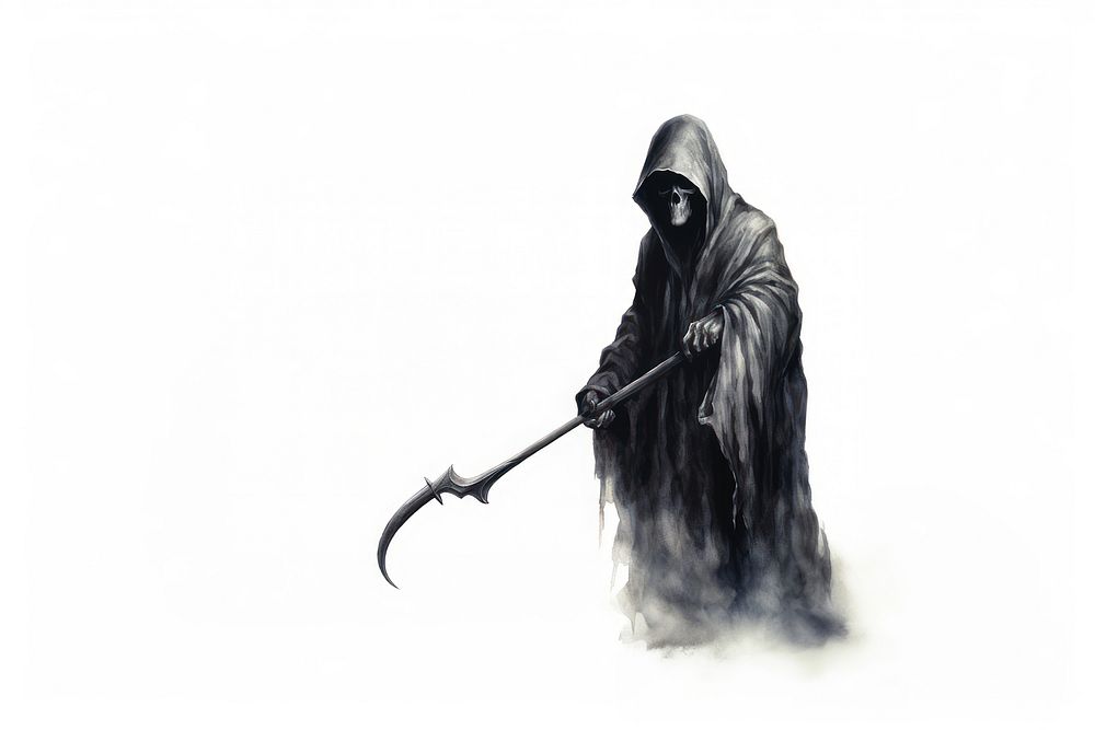Grim reaper watercolor adult white background electronics. AI generated Image by rawpixel.